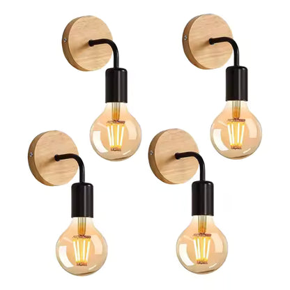 Lot de 4 Appliques Murales Vintage Noires E27 Réglables 360° pour Chambre, Couloir, Café