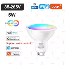 Ampoule LED Intelligente Tuya E14/GU10, RVB, WiFi/Zigbee/Bluetooth, Dimmable, Compatible Alexa & Google
