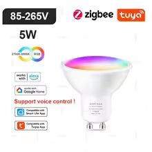 Ampoule LED Intelligente Tuya E14/GU10, RVB, WiFi/Zigbee/Bluetooth, Dimmable, Compatible Alexa & Google