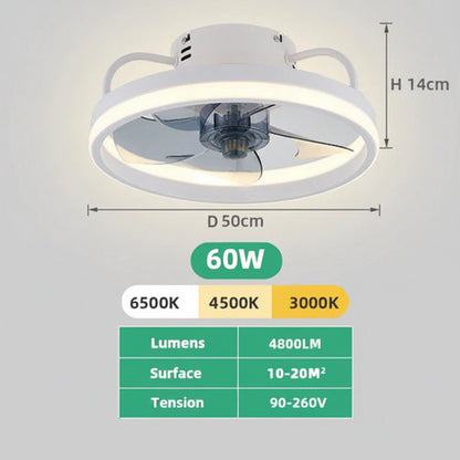 Ventilateur de Plafond LED Dimmable – Silencieux, 6 Modes, Télécommande, Réversible