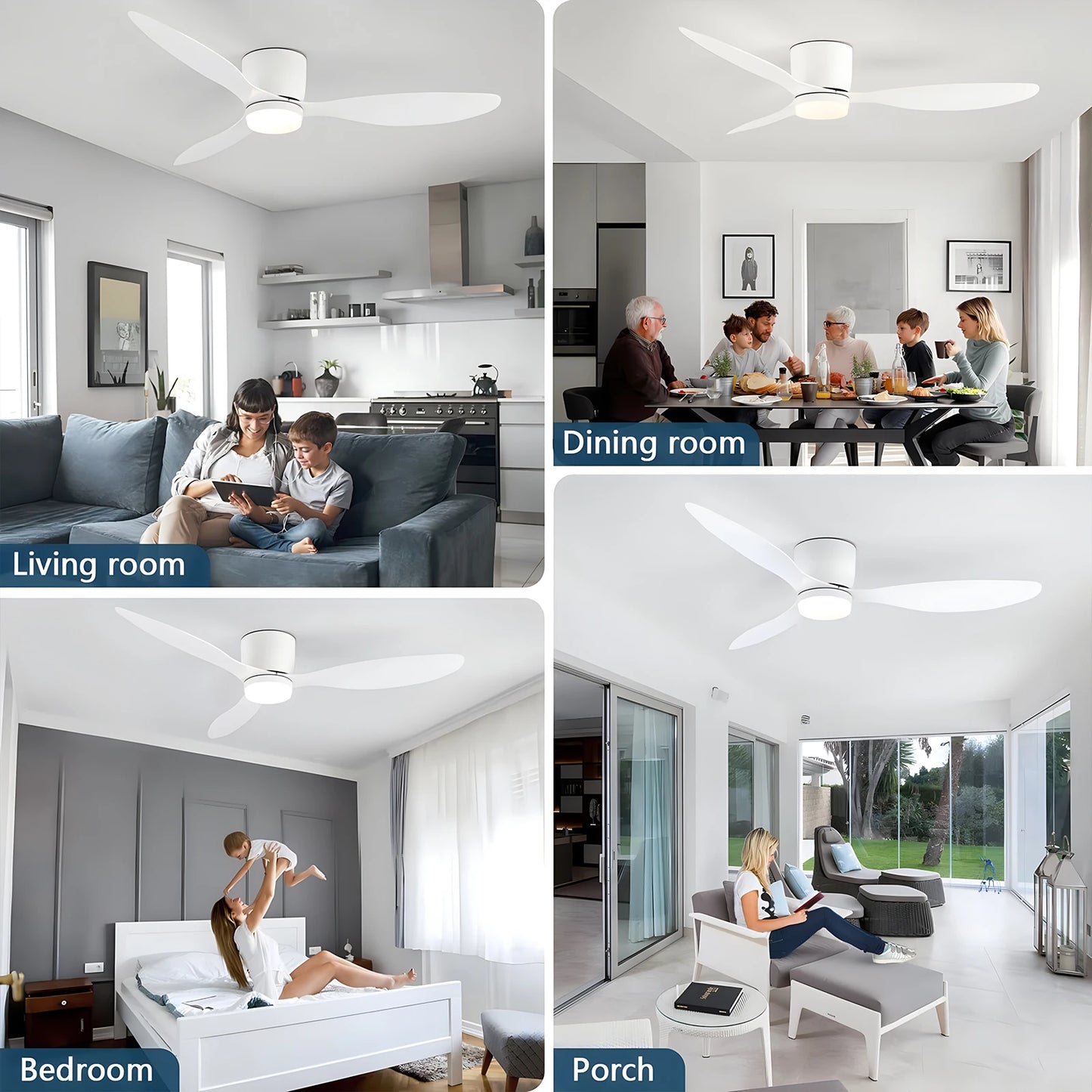 Ventilateur de Plafond LED Réversible – 6 Vitesses, 3 Températures, 42 ou 52 Pouces