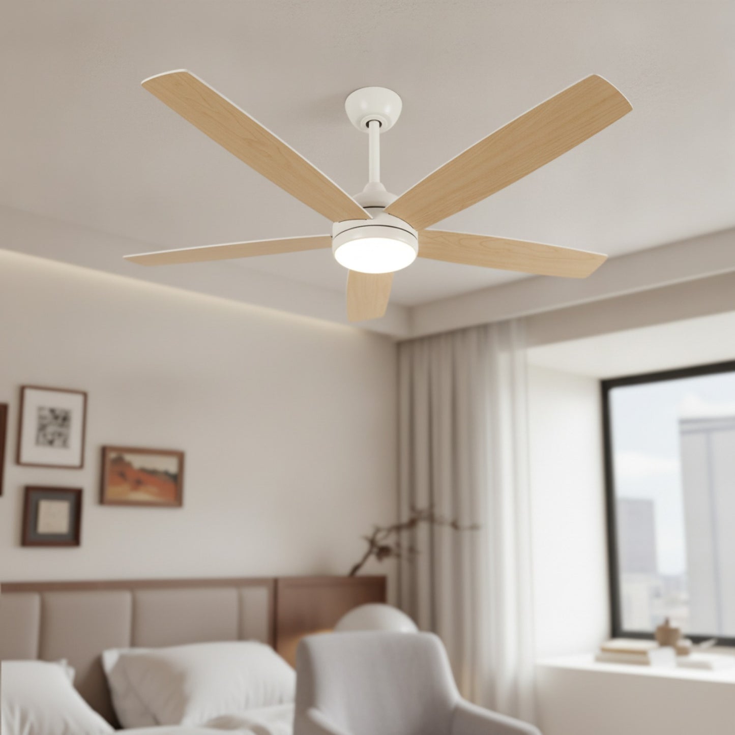 Ventilateur de Plafond Intelligent LED 132cm avec Éclairage Dimmable et Télécommande