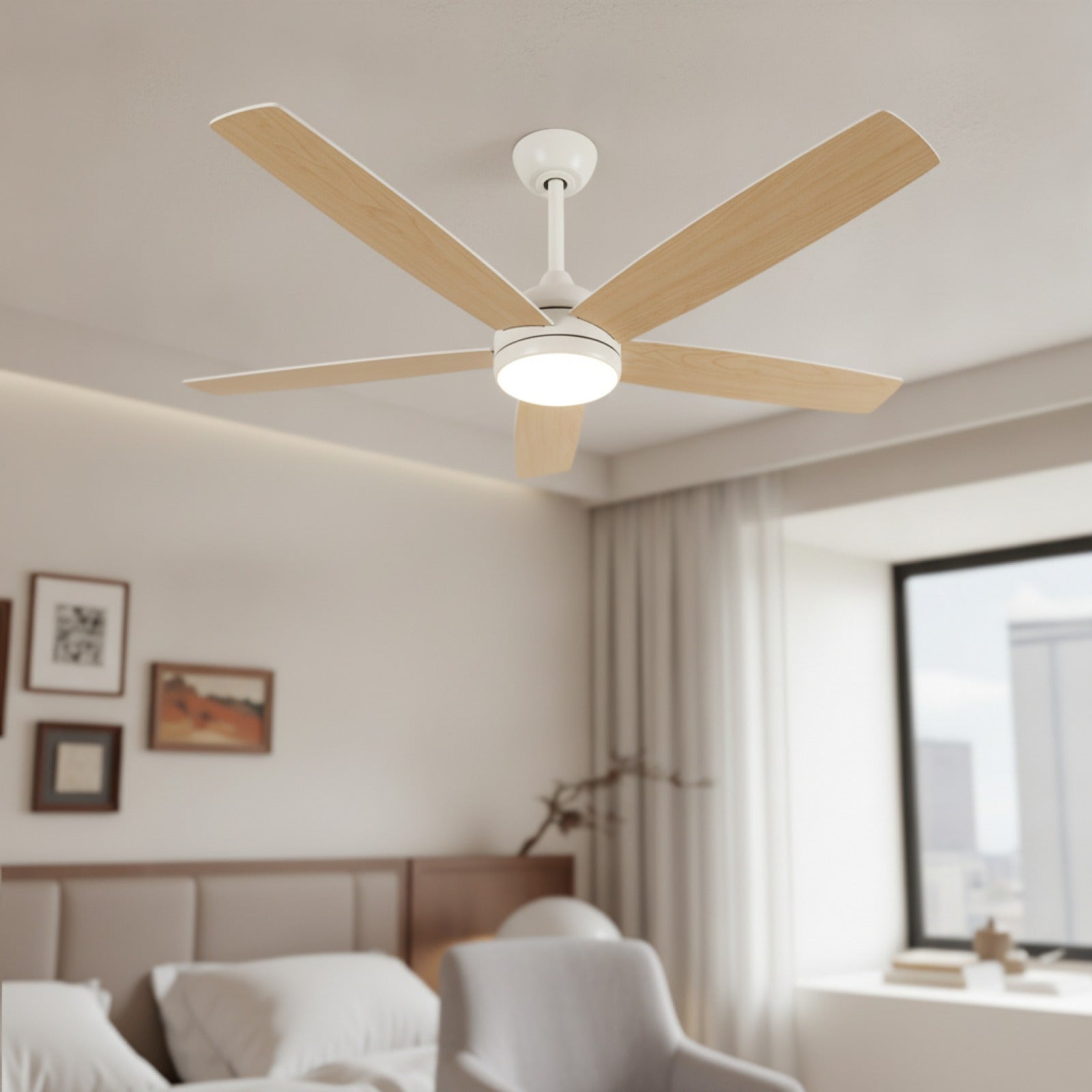 Ventilateur de Plafond Intelligent LED 132cm avec Éclairage Dimmable et Télécommande