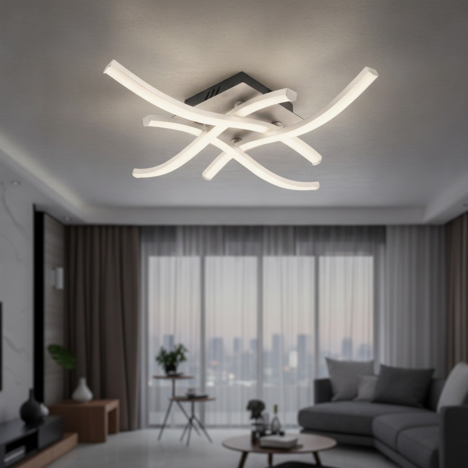 Plafonnier LED Design Courbé Moderne pour Salon et Chambre - 12W/18W/24W