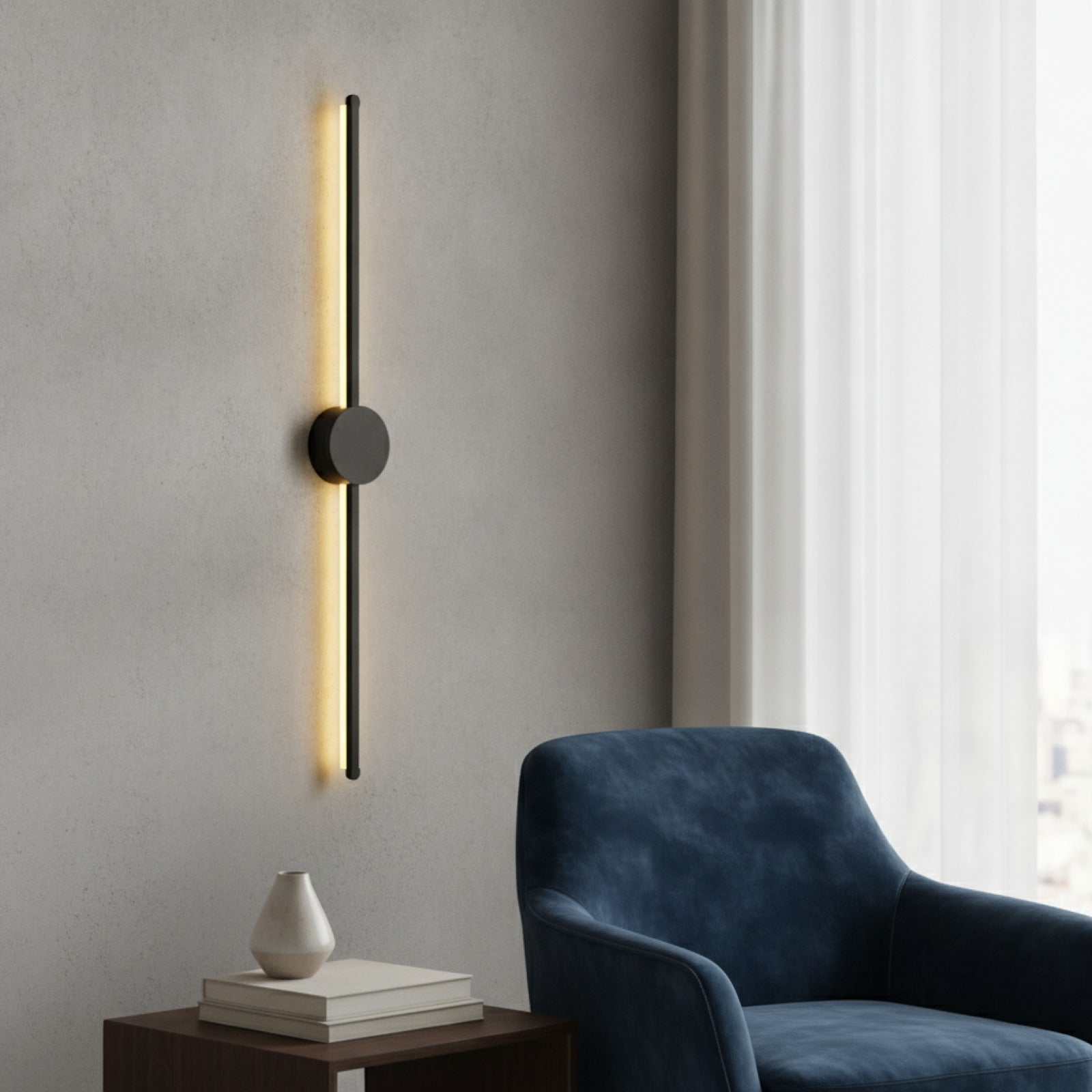 Applique Murale LED Design Moderne Noir Forme de I pour Salon et Chambre