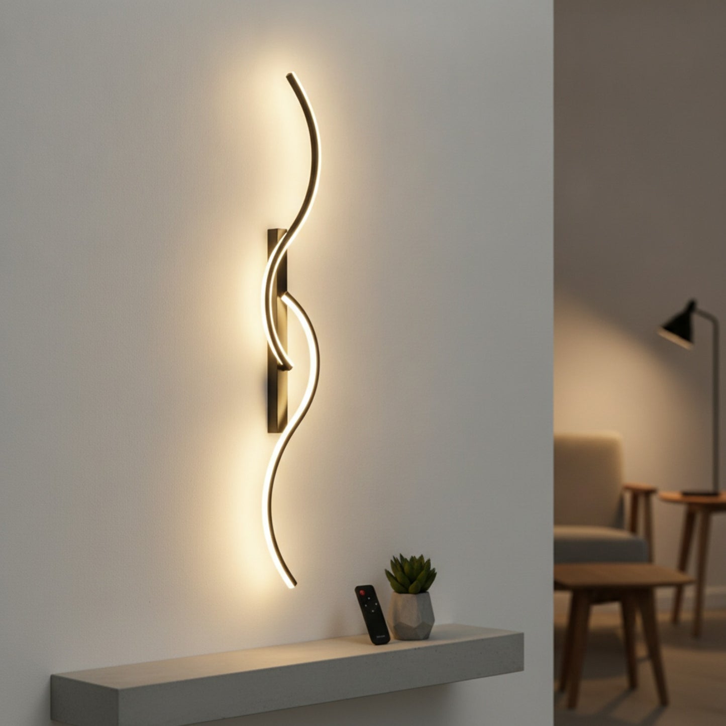 Applique Murale LED Longue Bande Dimmable avec Télécommande - Design Moderne pour Salon, Chambre & Chevet