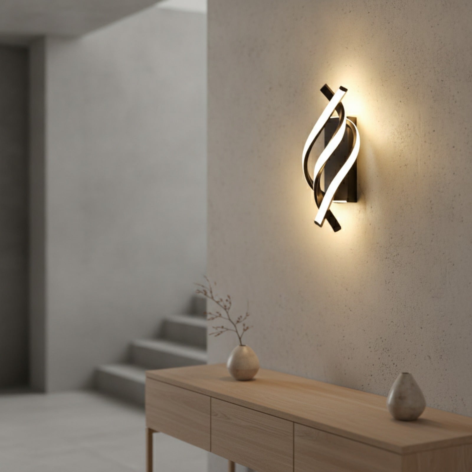 Lampe Murale LED Design Spirale Incurvée - Luminaire Moderne pour Intérieur (Chambre, Couloir, Escalier)