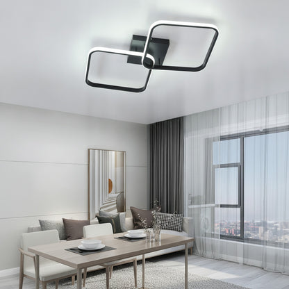 Plafonnier LED Carré Noir 42W - Design Moderne 54cm Blanc Froid