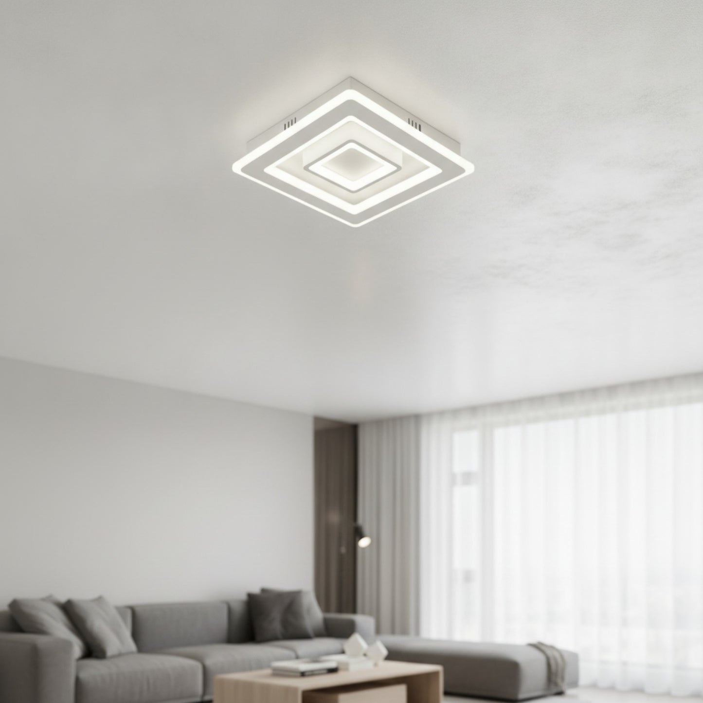 Plafonnier LED Carré Blanc Froid 42W - Design Moderne pour Salon & Chambre