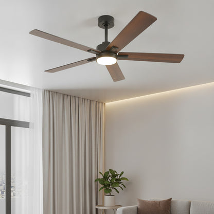 Ventilateur de Plafond Moderne 52'' avec Lumière LED et Télécommande - Moteur DC Silencieux, 6 Vitesses Réversibles