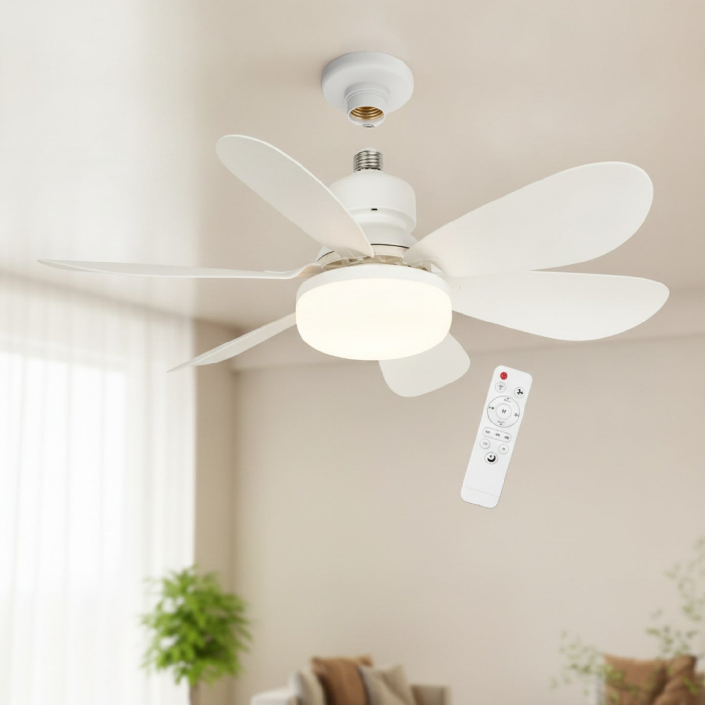 Ventilateur de Plafond LED avec Télécommande et Lumière E27 - 24-80W