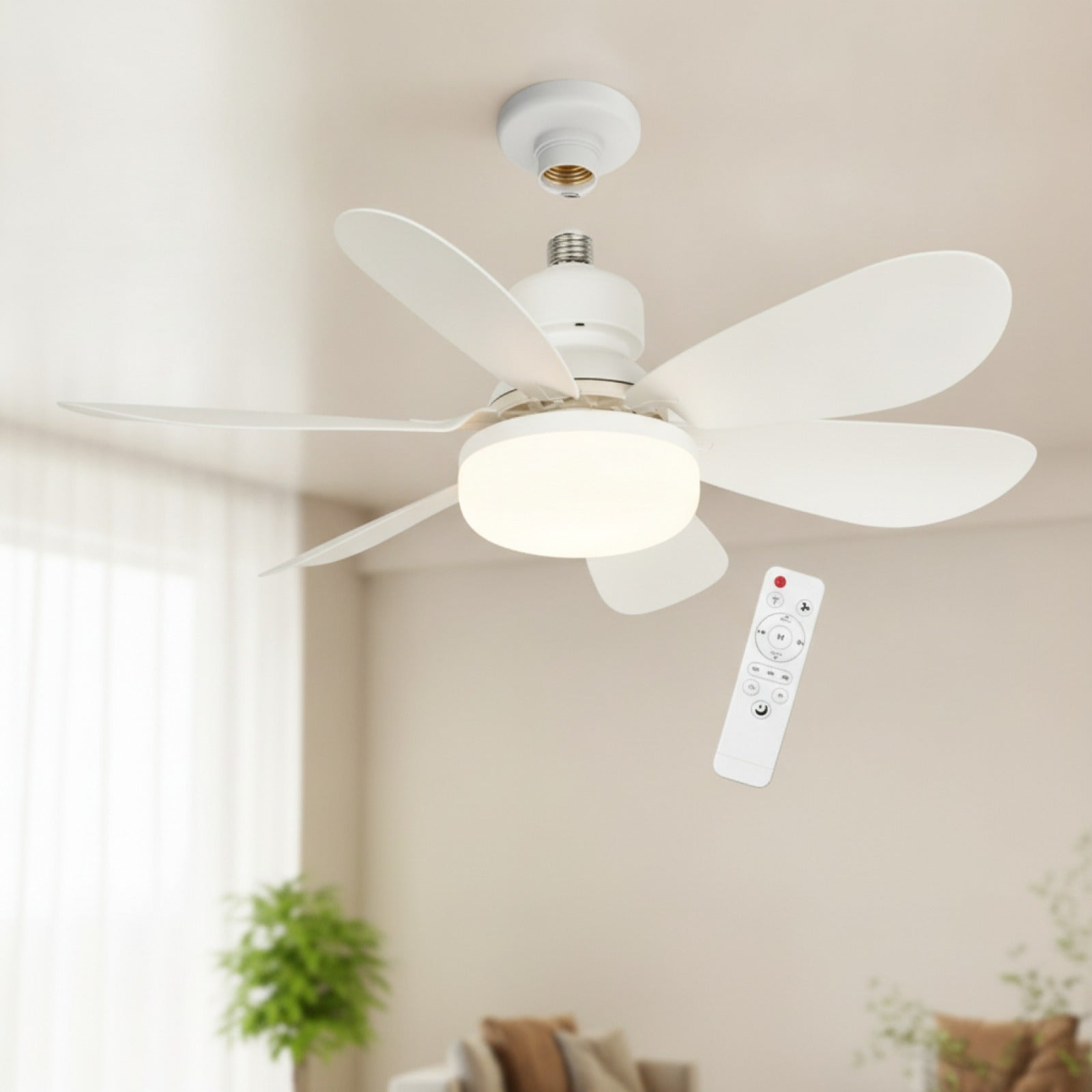 Ventilateur de Plafond LED avec Télécommande et Lumière E27 - 24-80W