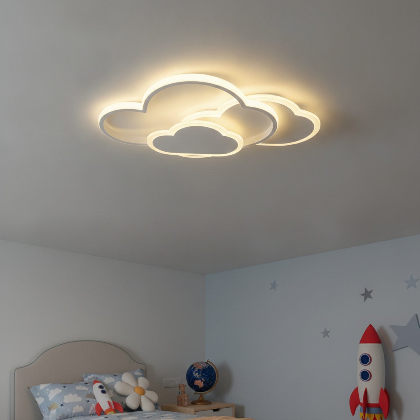 Plafonnier LED Nuage Moderne 3 Couleurs - Acrylique Salon, Chambre, Enfant (52x31cm)