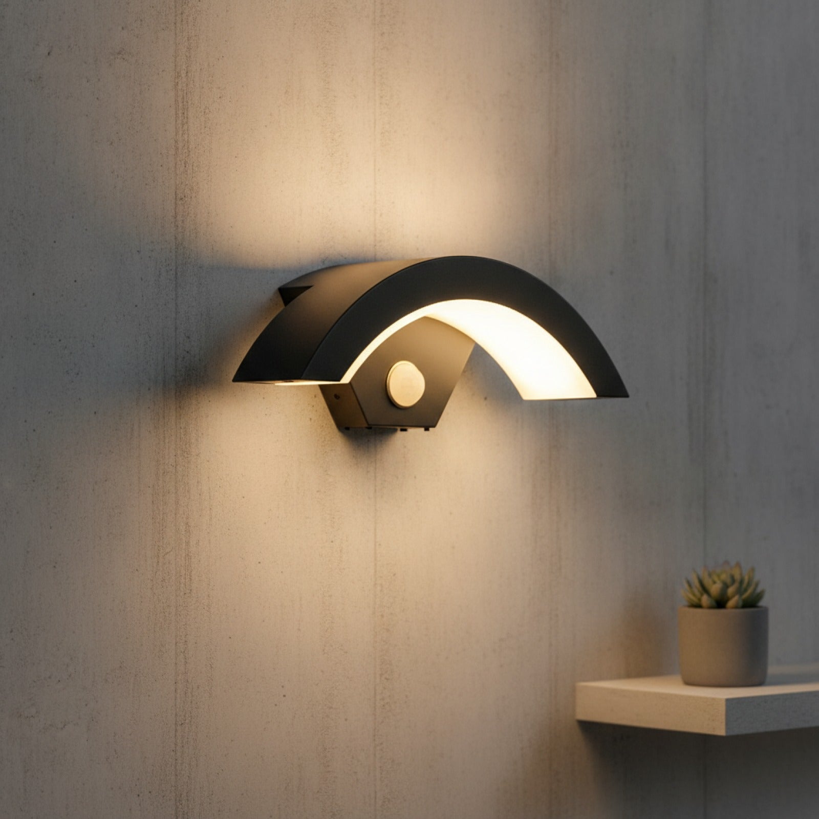 Applique Murale LED Moderne Noire 24W avec Capteur de Mouvement - Lumière Chaude 3000K pour Extérieur et Couloir