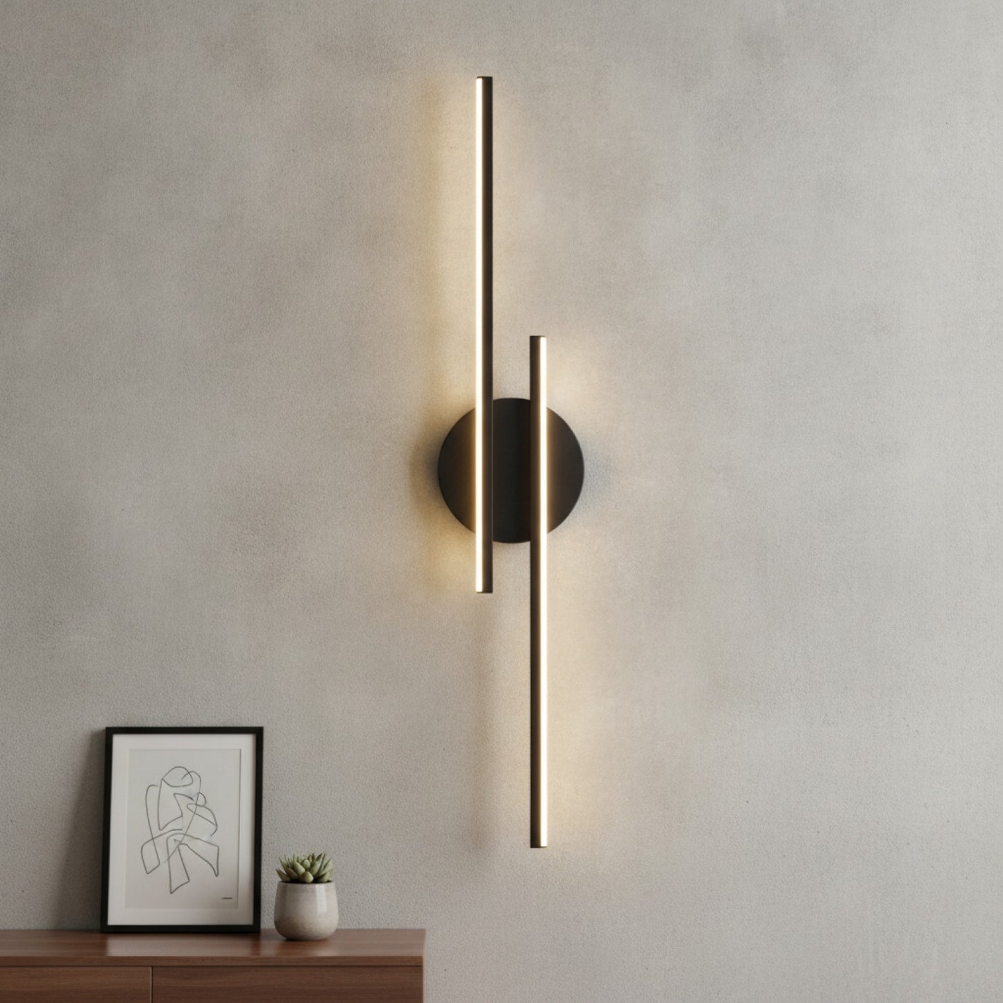 Applique Murale LED Moderne 24W - Noir, 3000K pour Intérieur (Salon, Chambre, Escalier)