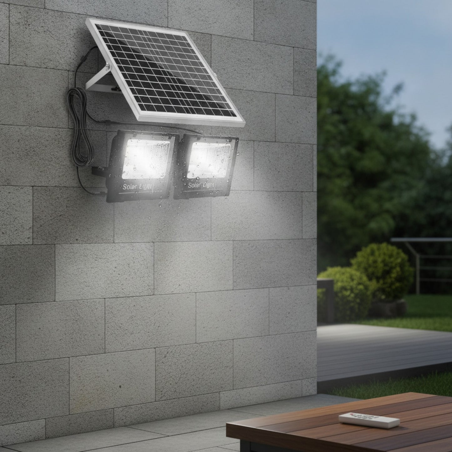 Projecteur LED Solaire Puissant 400W, Double Tête Étanche pour Jardin & Extérieur