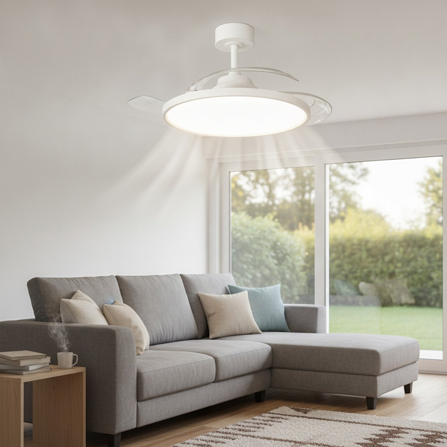 Plafonnier LED Jelena avec Ventilateur Rétractable Intelligent - 42 Pouces