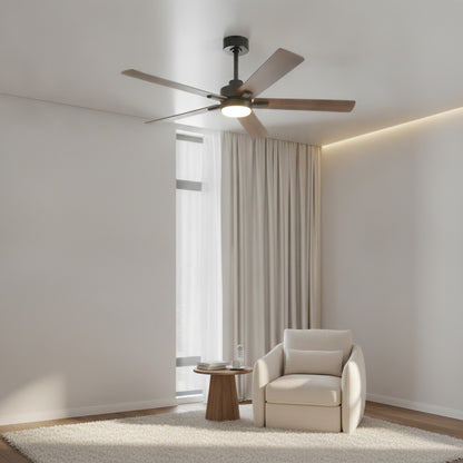 Ventilateur de Plafond Moderne 52'' avec Lumière LED et Télécommande - Moteur DC Silencieux, 6 Vitesses Réversibles