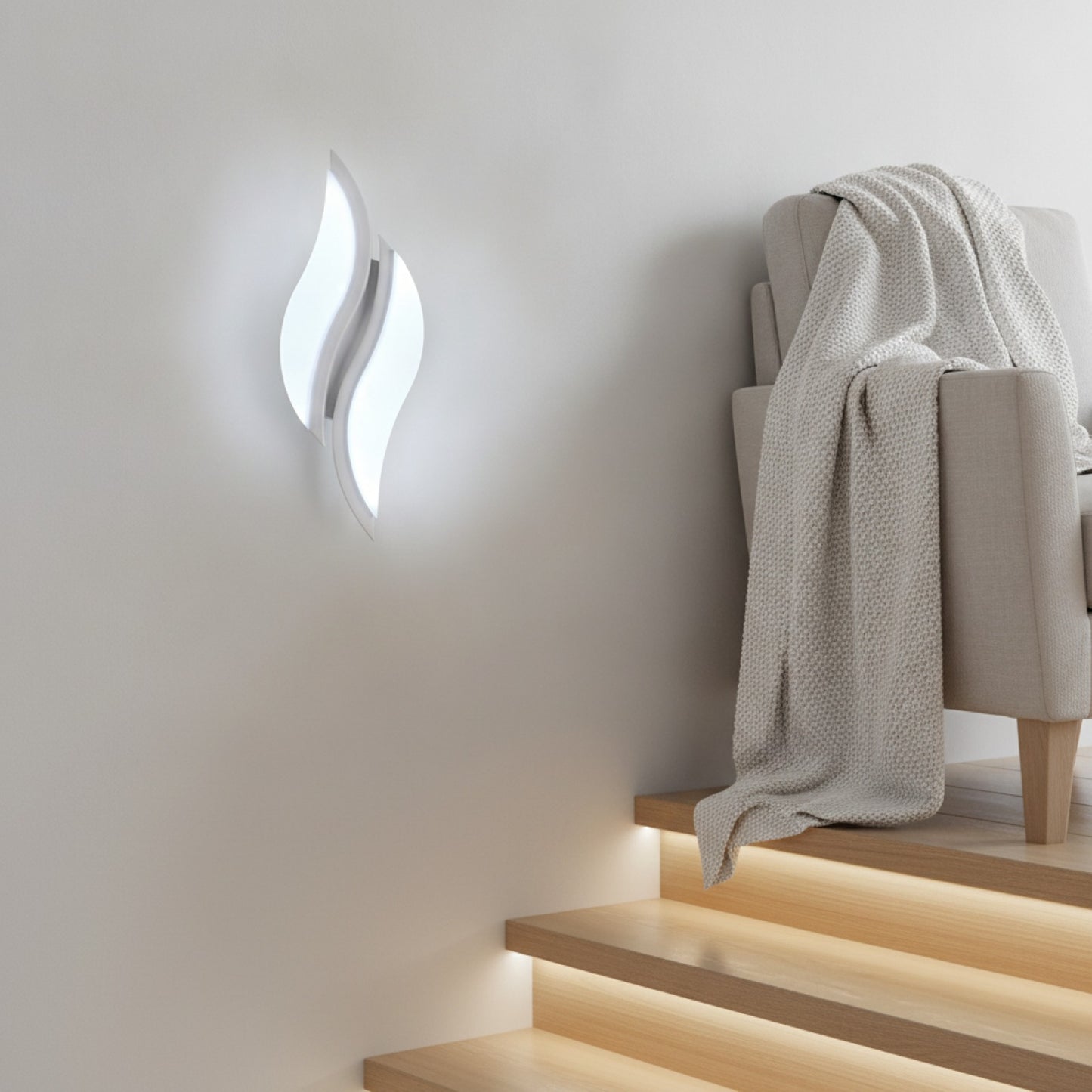 Applique Murale LED Moderne 12W Métal & Acrylique - Blanc Froid 6500K pour Chambre et Escalier