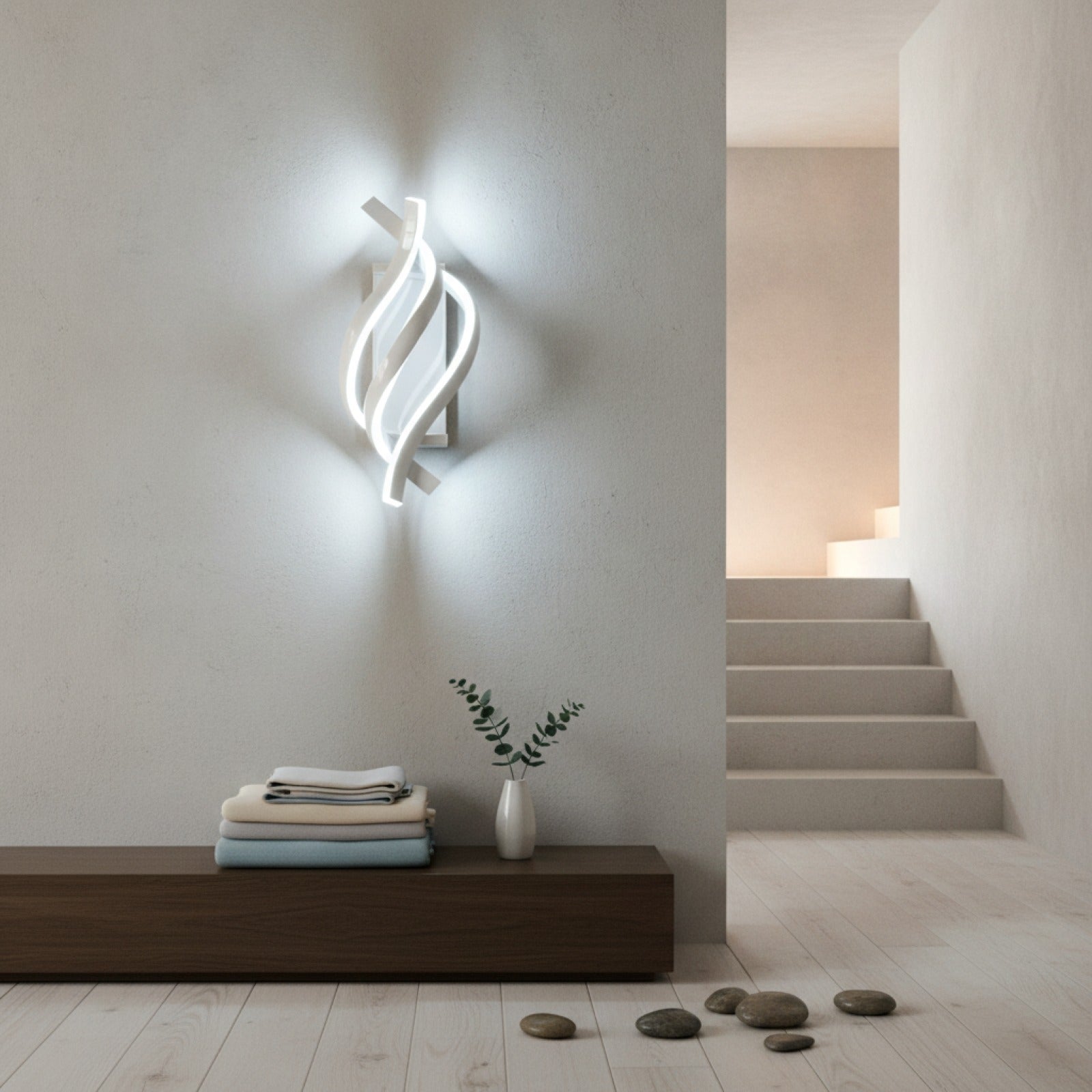 Applique Murale LED Moderne Blanche 22W - Lumière Froide 6500K pour Intérieur (Couloir, Chambre, Salon, Escalier)
