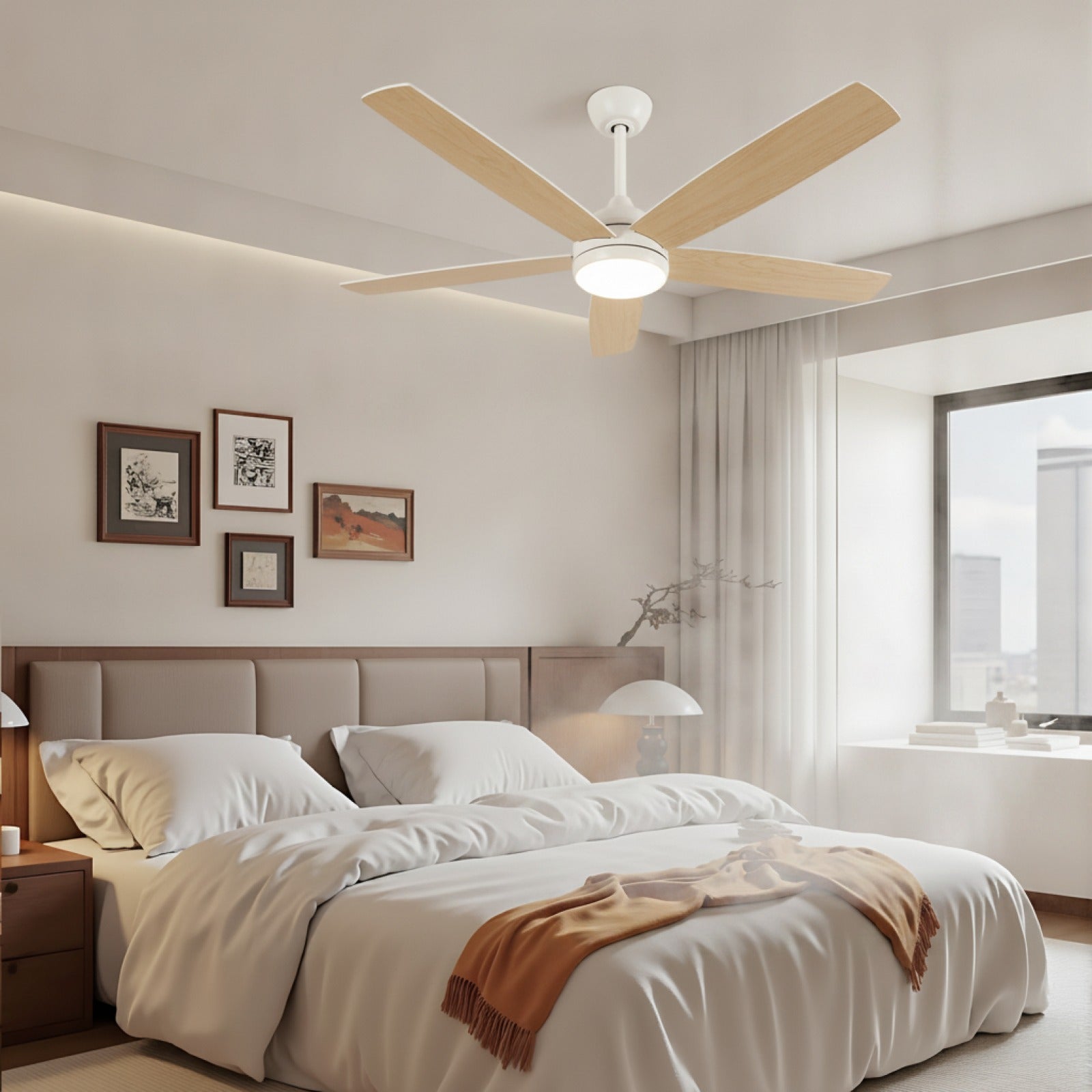 Ventilateur de Plafond Intelligent LED 132cm avec Éclairage Dimmable et Télécommande