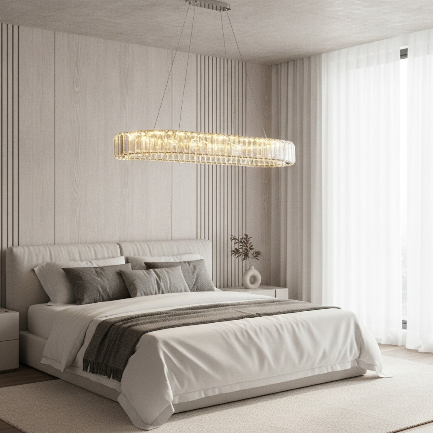 Lustre Plafonnier Ovale en Cristal LED VETRULUS - Design Moderne Luxe pour Salon & Chambre
