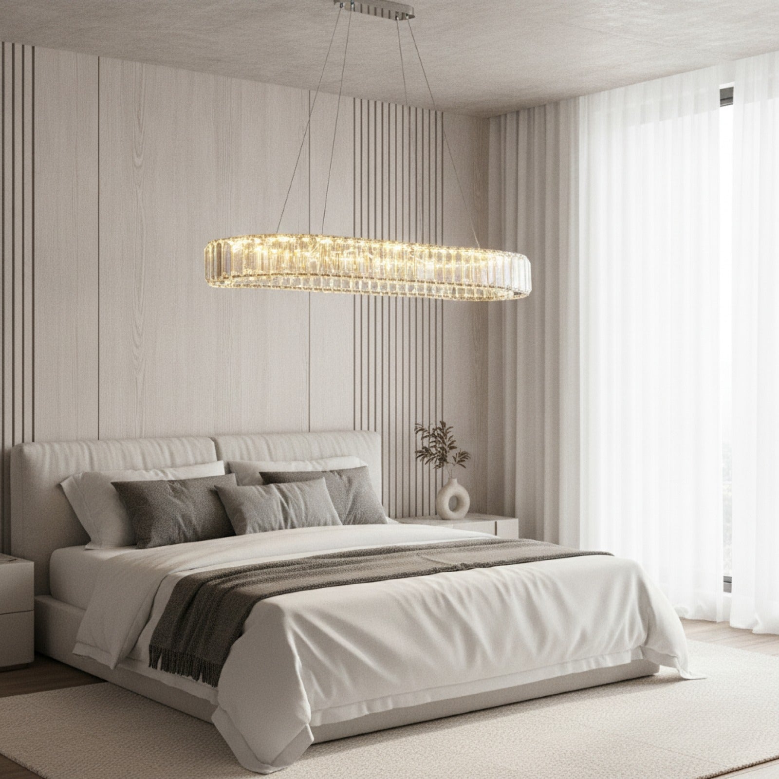 Lustre Plafonnier Ovale en Cristal LED VETRULUS - Design Moderne Luxe pour Salon & Chambre