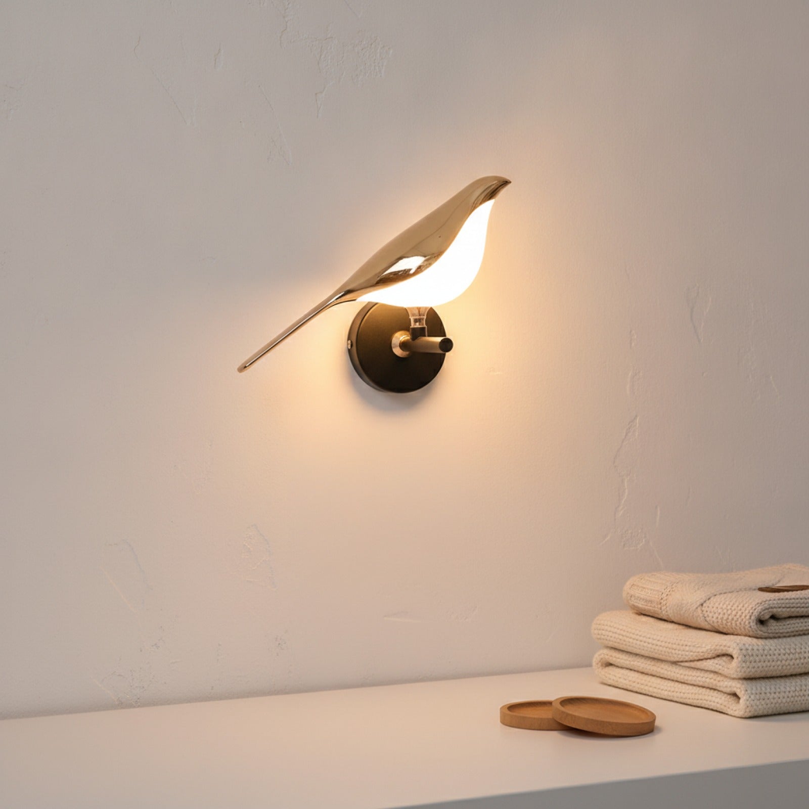 Applique Murale LED Design Oiseau Doré Style Nordique pour Salon et Chambre