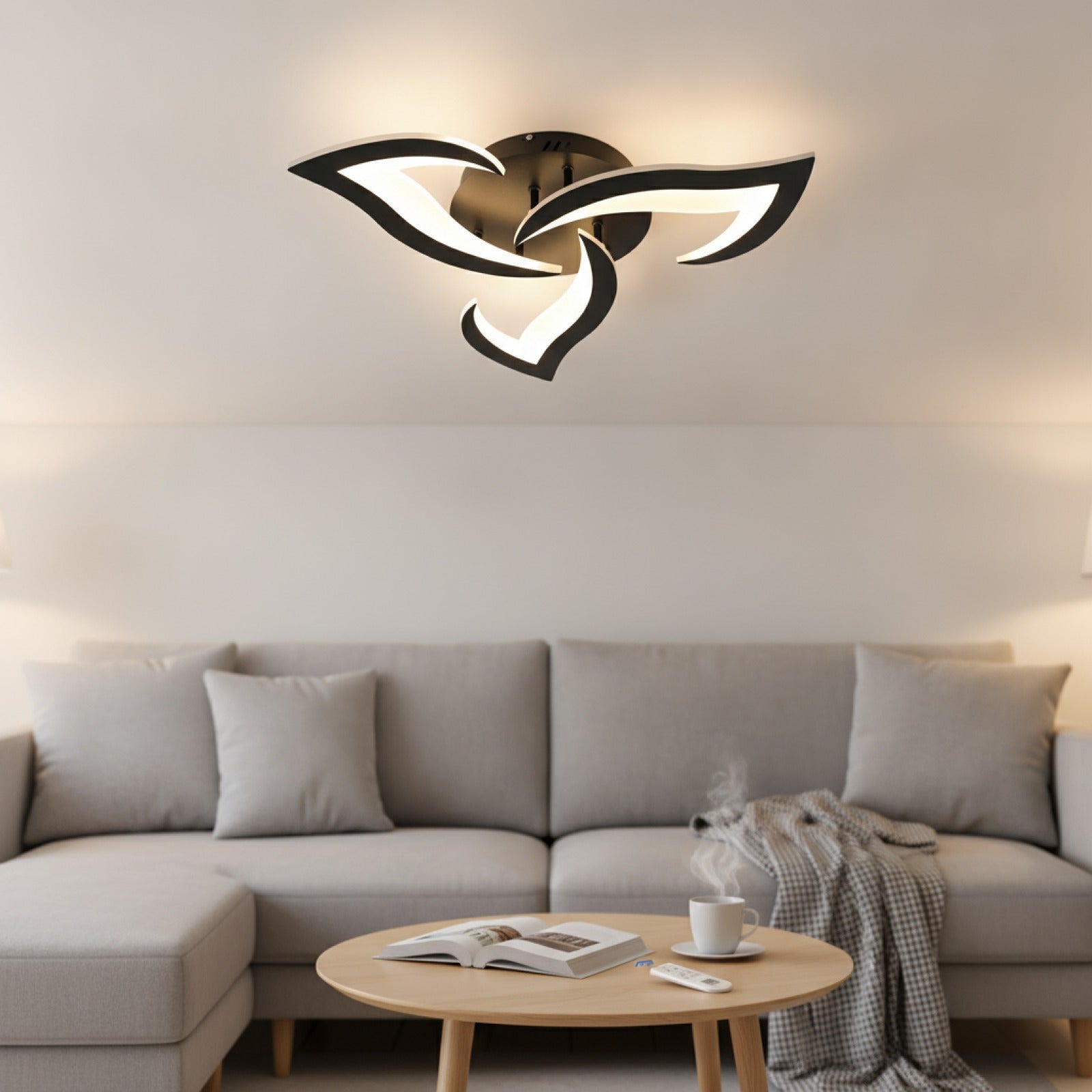 Plafonnier LED Dimmable 35W avec Télécommande - Design Acrylique Noir, Température de Couleur Ajustable 3000K-6500K