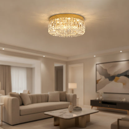 Plafonnier LED Luxe en Cristal Doré ou Argenté - Diamètres 40/50 cm
