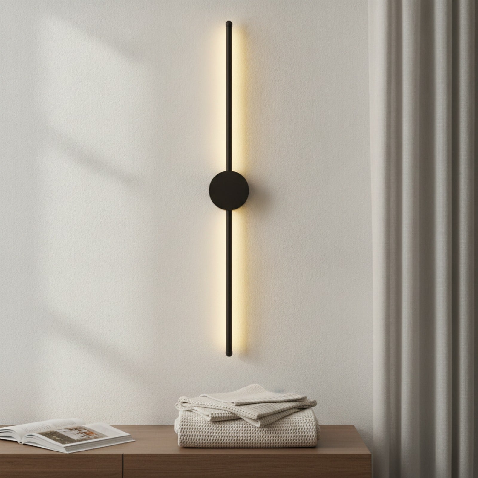 Applique Murale LED Design Moderne Noir Forme de I pour Salon et Chambre