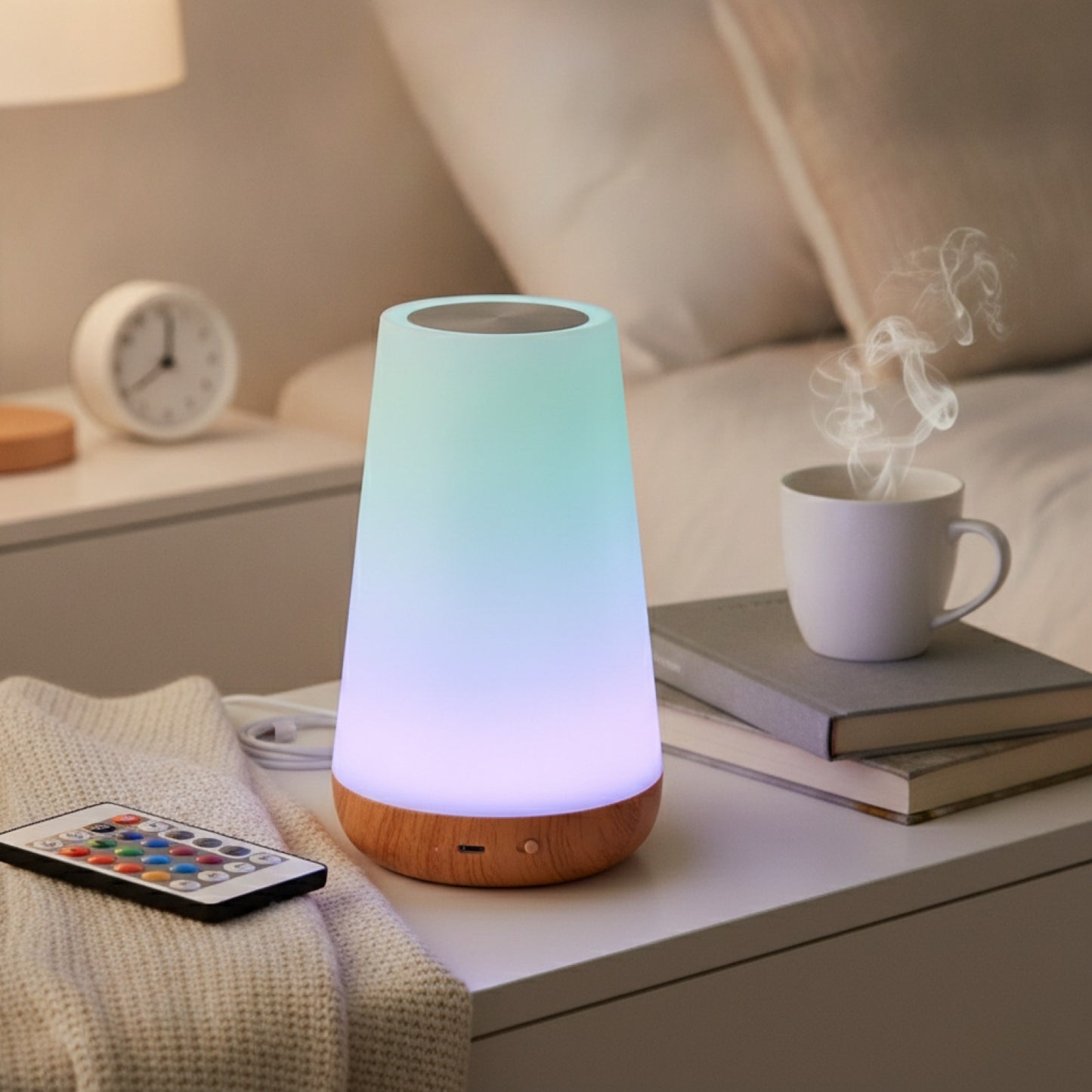 Veilleuse LED RGB Rechargeable USB avec Télécommande - Lampe de Chevet Tactile à Intensité Variable