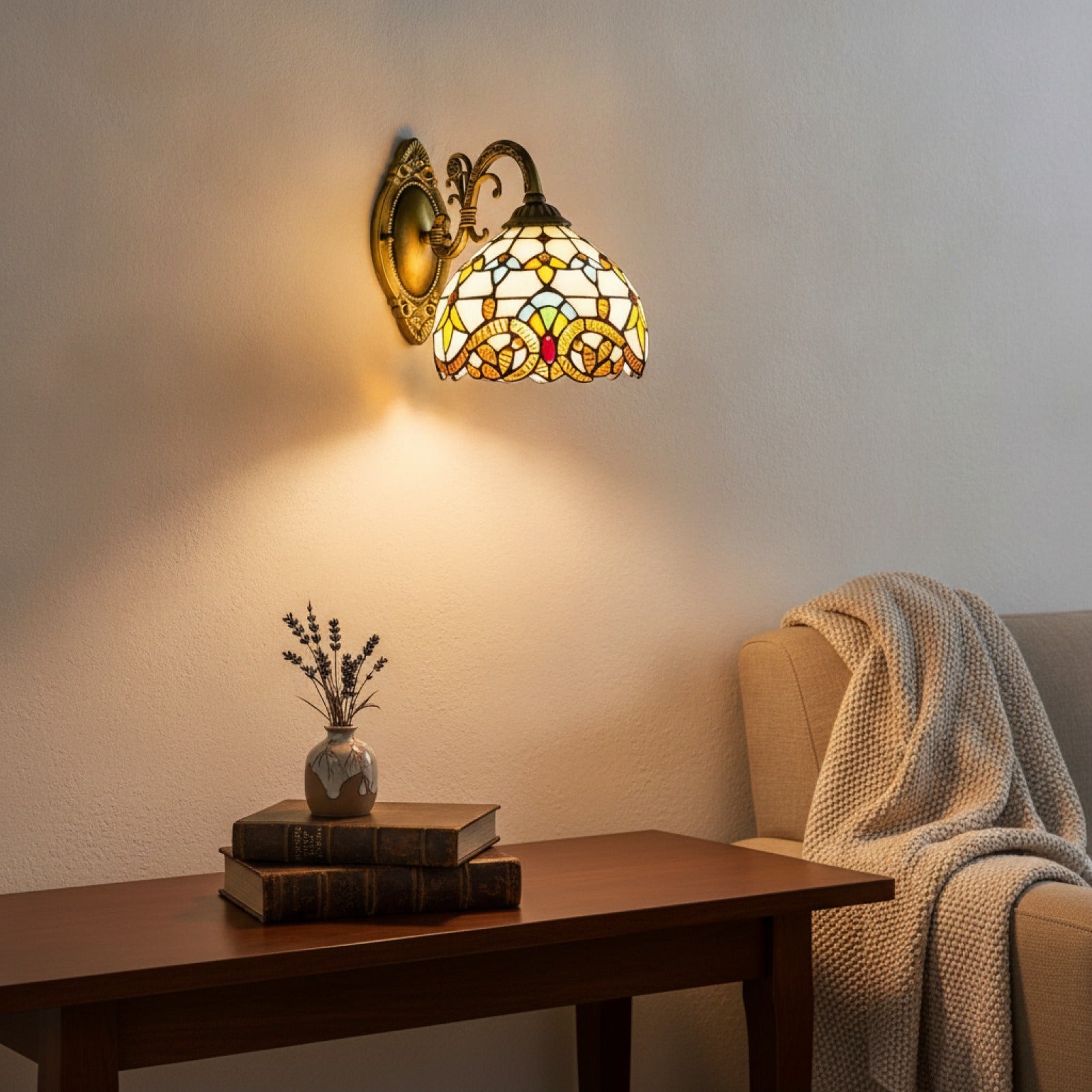 Applique Murale Vintage Tiffany - Lampe Dôme Faite Main pour Salon, Escalier, Chambre
