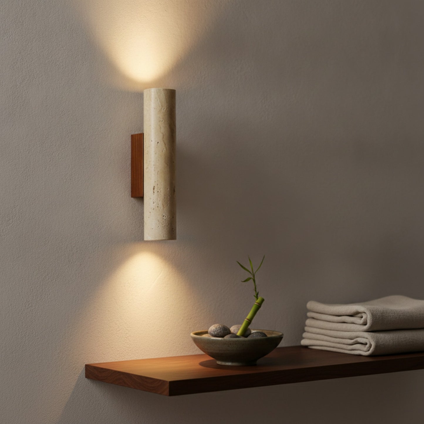 Applique Murale LED Wabi Sabi Jaune Marbre - Style Japonais pour Chevet, Salon, Escalier (Tailles 16-32cm)