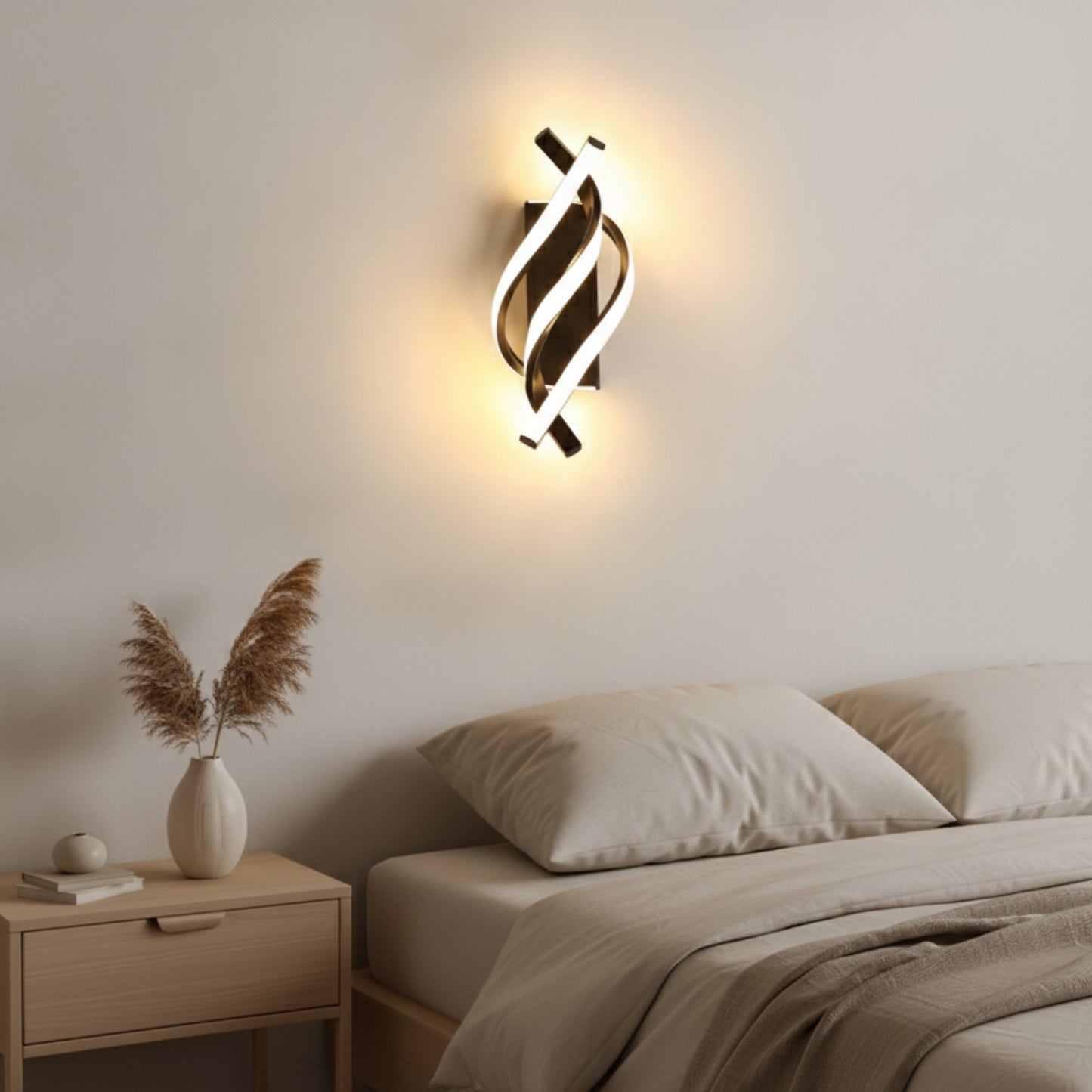 Lampe Murale LED Design Spirale Incurvée - Luminaire Moderne pour Intérieur (Chambre, Couloir, Escalier)