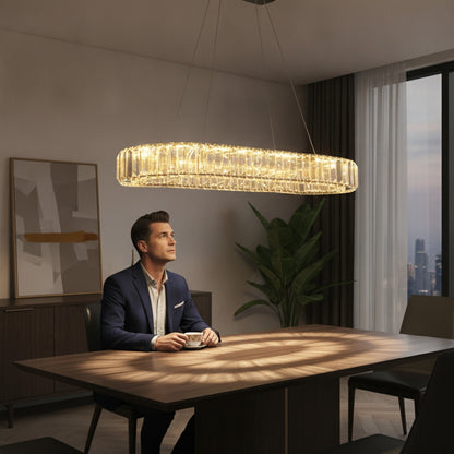 Lustre Plafonnier Ovale en Cristal LED VETRULUS - Design Moderne Luxe pour Salon & Chambre