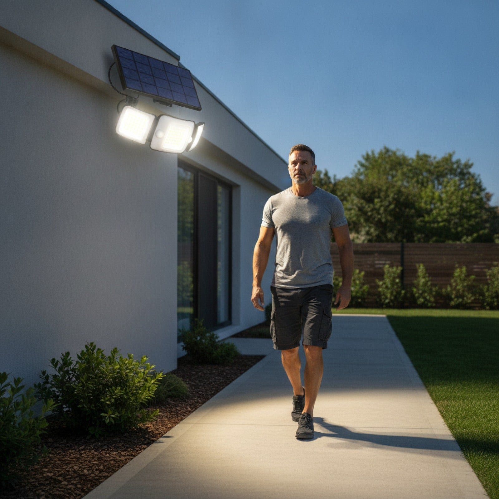 Lampe Solaire Extérieure Intelamp Puissante avec Détecteur de Mouvement - Idéale Jardin, Cour, Allée