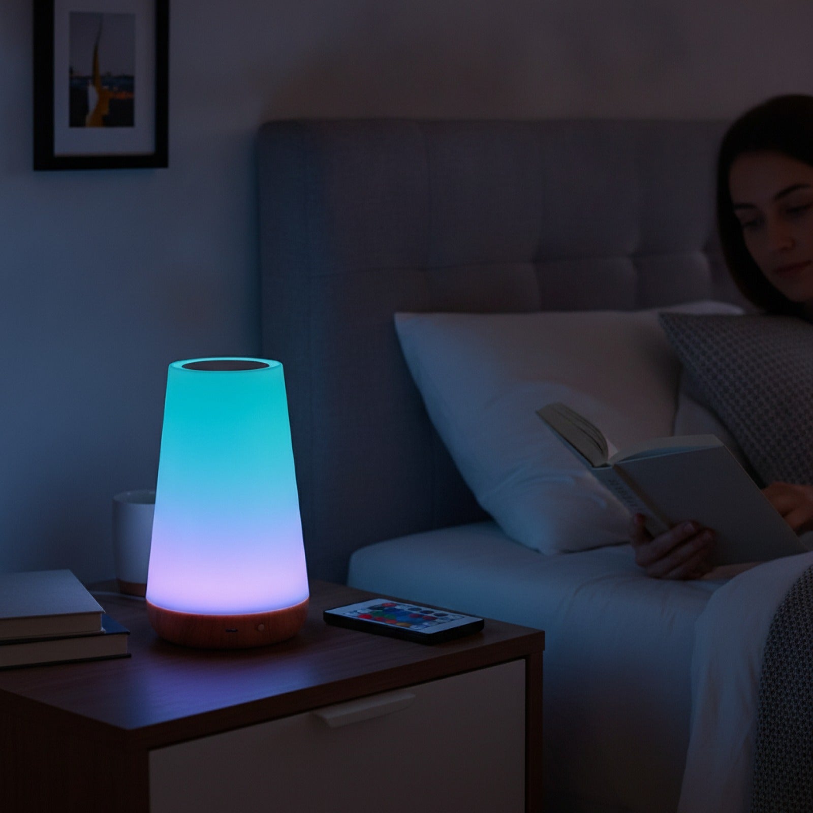 Veilleuse LED RGB Rechargeable USB avec Télécommande - Lampe de Chevet Tactile à Intensité Variable