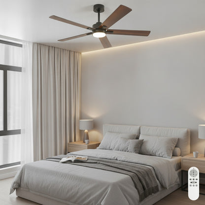 Ventilateur de Plafond Moderne 52'' avec Lumière LED et Télécommande - Moteur DC Silencieux, 6 Vitesses Réversibles