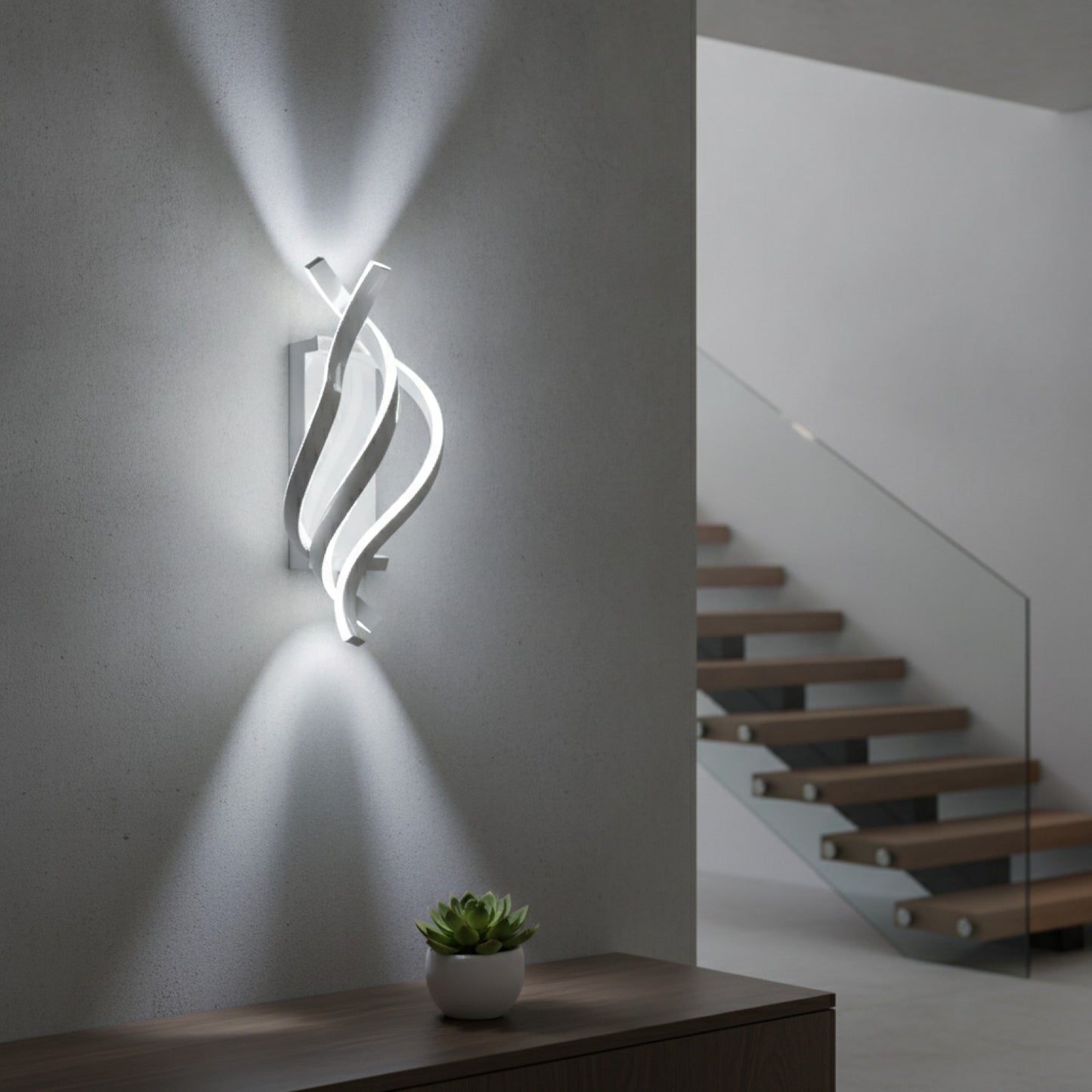 Applique Murale LED Moderne Blanche 22W - Lumière Froide 6500K pour Intérieur (Couloir, Chambre, Salon, Escalier)