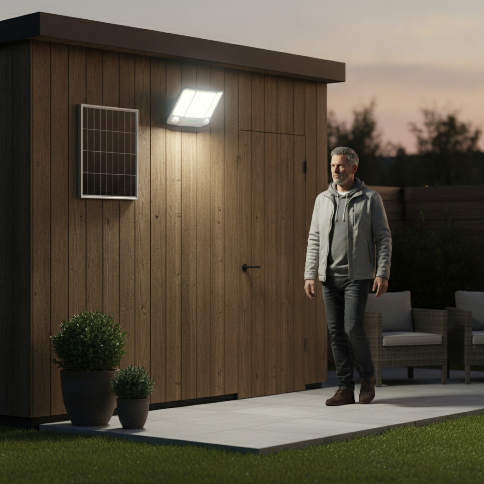Lampe Solaire Extérieure Intelamp Puissante 4000LM avec Détection de Mouvement 180° - Jardin & Cour