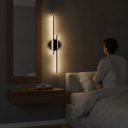 Applique Murale LED Moderne 24W - Noir, 3000K pour Intérieur (Salon, Chambre, Escalier)