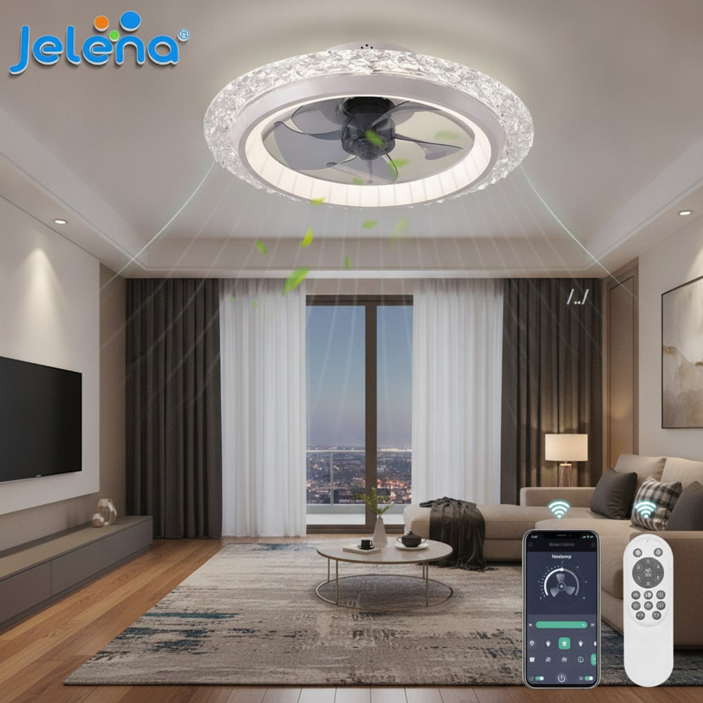 Ventilateur de Plafond Moderne Silencieux avec Lumière LED et Télécommande - 6 Vitesses