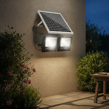 Projecteur LED Solaire Puissant 400W, Double Tête Étanche pour Jardin & Extérieur