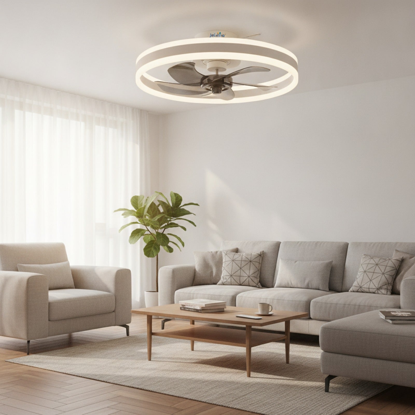 Ventilateur de Plafond LED Intelligent Jelena avec Télécommande - Moderne et Élégant pour Salon & Chambre