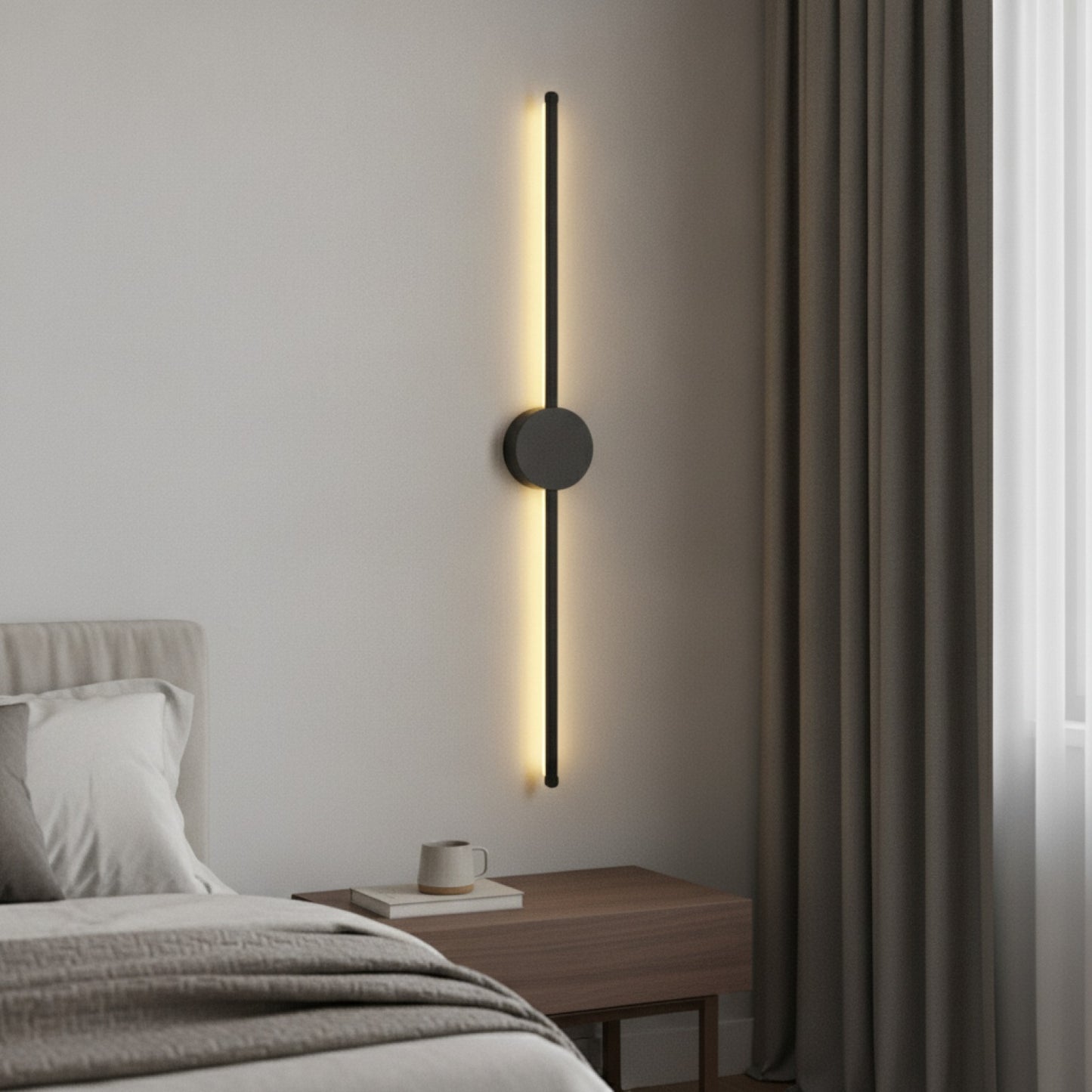 Applique Murale LED Design Moderne Noir Forme de I pour Salon et Chambre