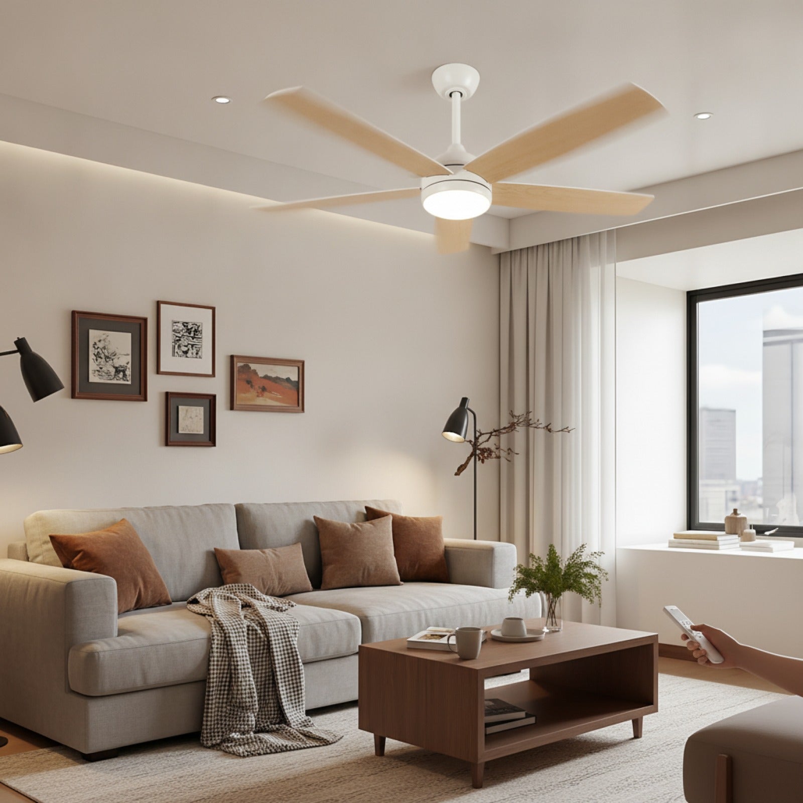 Ventilateur de Plafond Intelligent LED 132cm avec Éclairage Dimmable et Télécommande