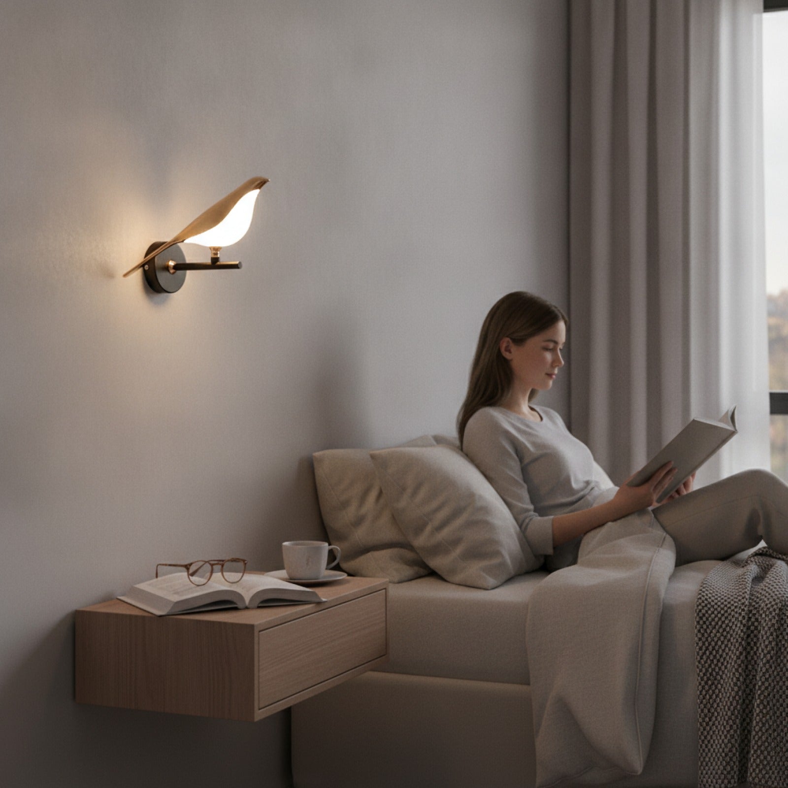 Applique Murale LED Design Oiseau Doré Style Nordique pour Salon et Chambre