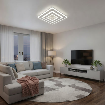 Plafonnier LED Carré Blanc Froid 42W - Design Moderne pour Salon & Chambre