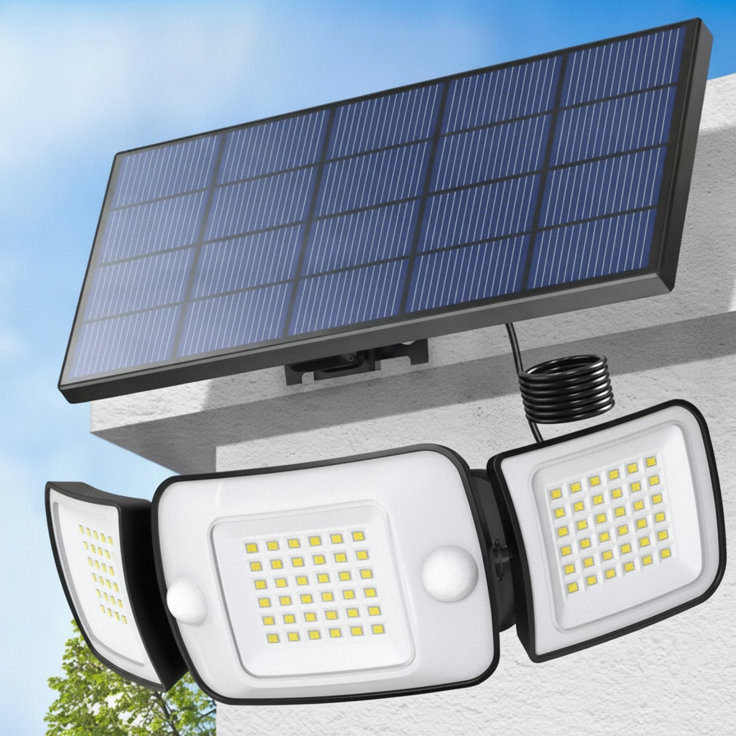 Lampe Solaire Extérieure Intelamp Puissante avec Détecteur de Mouvement - Idéale Jardin, Cour, Allée